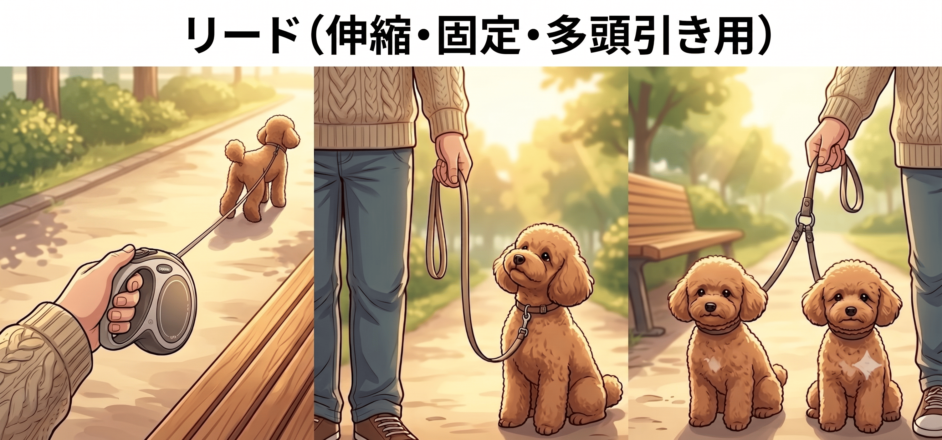 リード（伸縮・固定・多頭引き用）