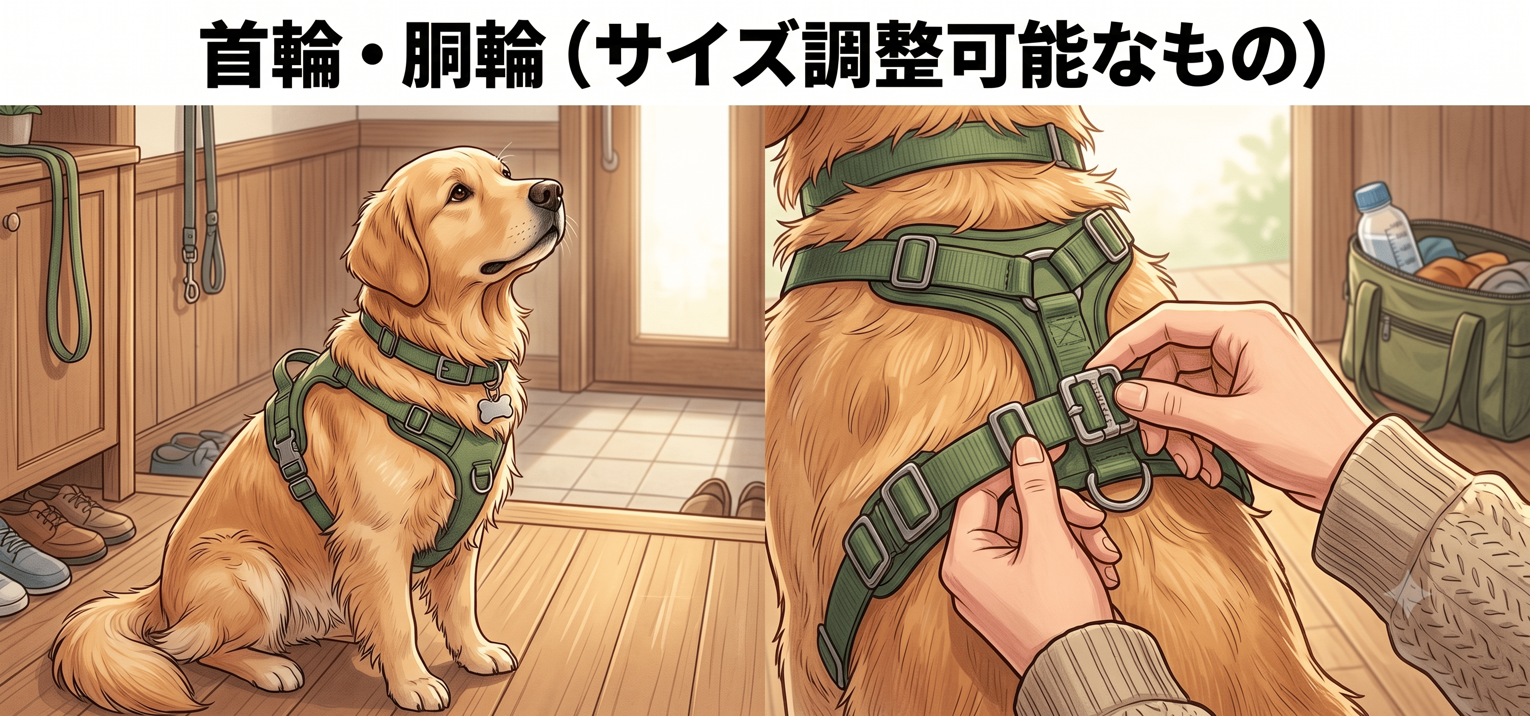 首輪・胴輪（サイズ調整可能なもの）