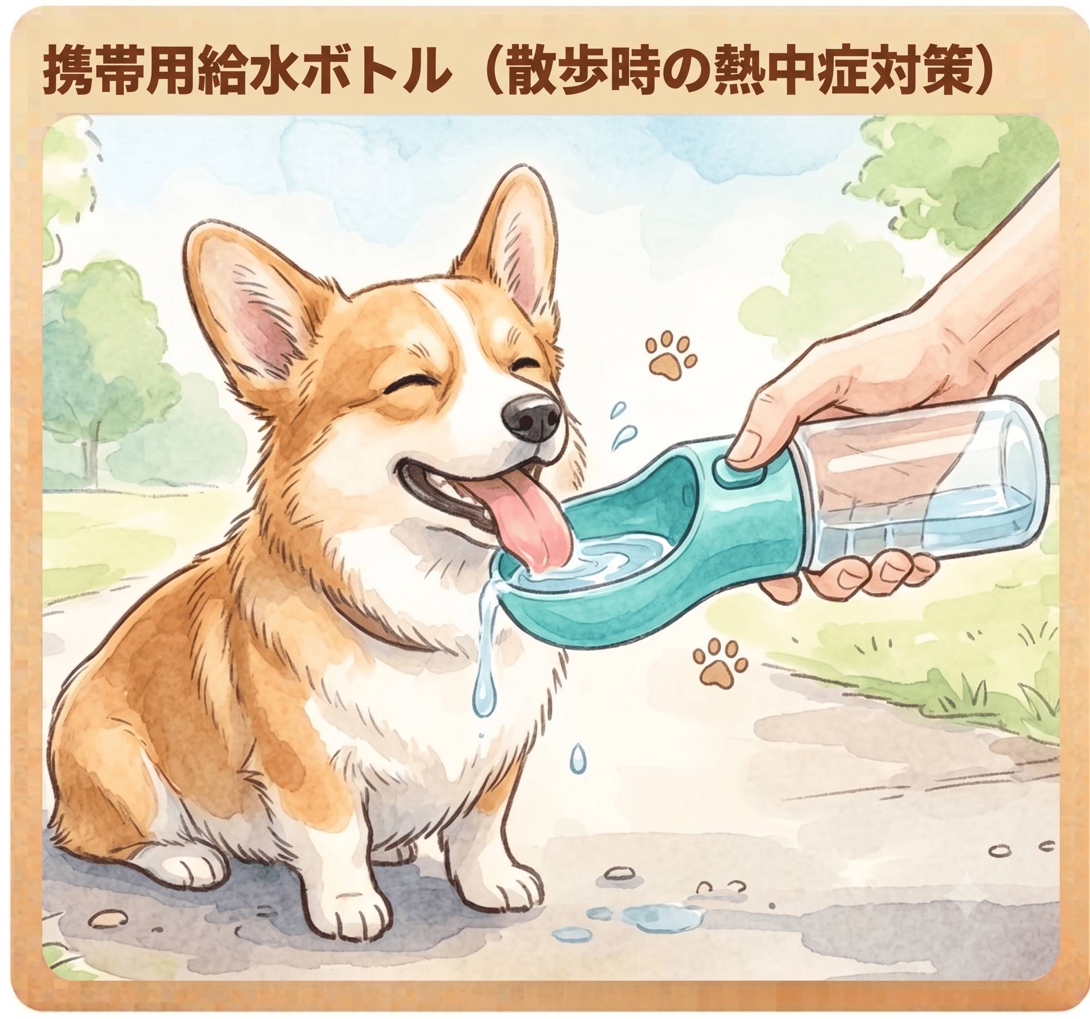 携帯用給水ボトル（散歩時の熱中症対策）